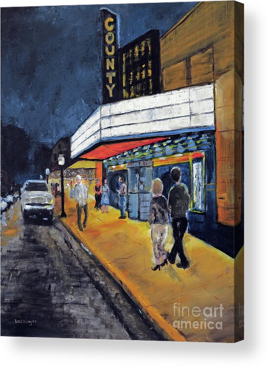 County Theater Acrylic Print featuring the painting County Theater by Paint Box Studio