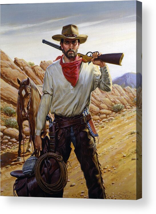 1880-1889 Acrylic Print featuring the photograph Cowboy by Ed Vebell
