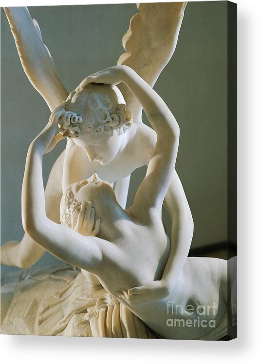 Cupid Acrylic Print featuring the photograph Cupid And Psyche By Antonio Canova, Marble by Antonio Canova