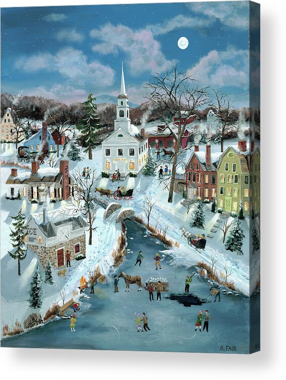 Country & Primitive Acrylic Print featuring the painting Cutting Ice by Bob Fair