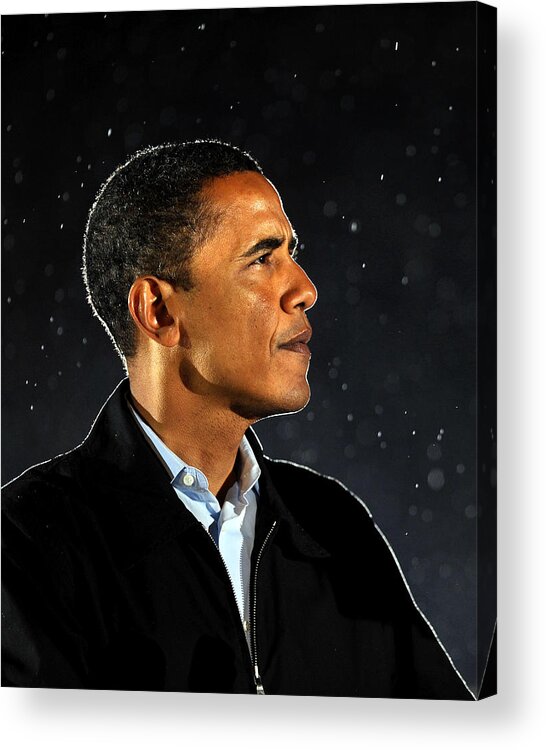 Barack Obama Acrylic Print featuring the photograph Democratic Presidential Nominee Barack by New York Daily News Archive