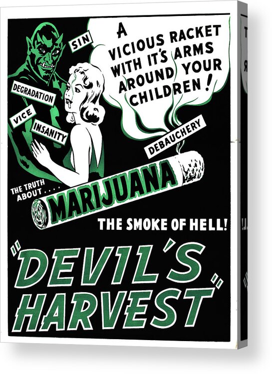 Drugs Acrylic Print featuring the painting Devil's Harvest Marijuana by Continental