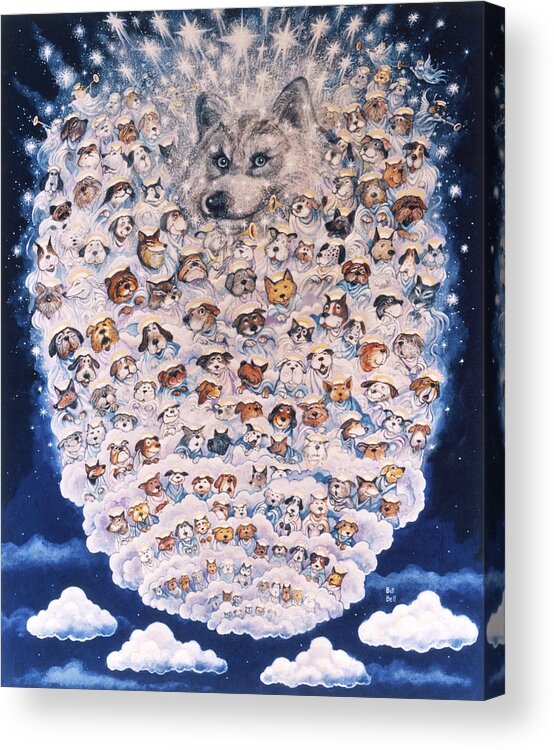 Dog Heaven Acrylic Print featuring the painting Dog Heaven by Bill Bell