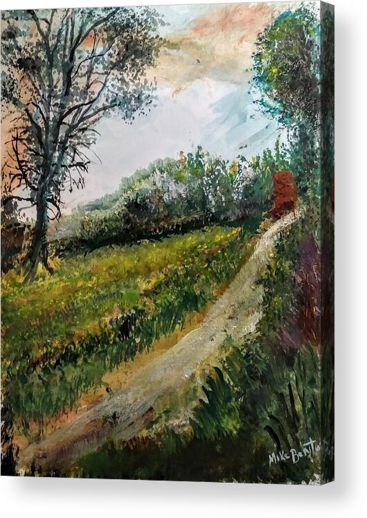 Landscape Acrylic Print featuring the painting Down the Rough by Mike Benton