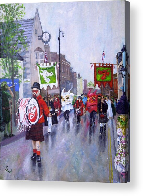 Impressionist Acrylic Print featuring the painting Dragon Parade by Shirley Wellstead