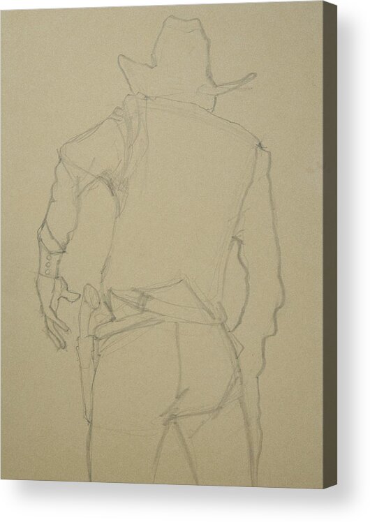 Cowboy Acrylic Print featuring the drawing Draw by Jani Freimann