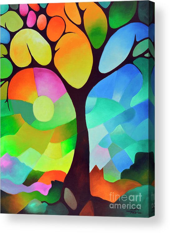 Tree Acrylic Print featuring the painting Dreaming Tree by Sally Trace