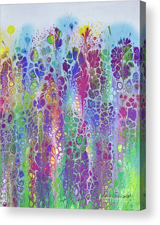 Poured Acrylics Acrylic Print featuring the painting Easter Garden by Lucy Arnold