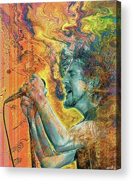 Pop Art Acrylic Print featuring the painting Eddie Vedder - Better Man by Bobby Zeik
