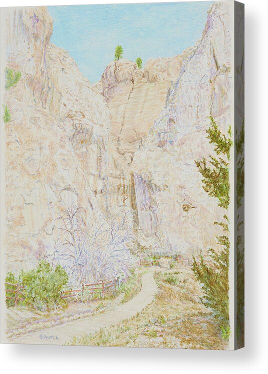 Southwest Acrylic Print featuring the drawing El Morro Cliffs by Edward Pearce