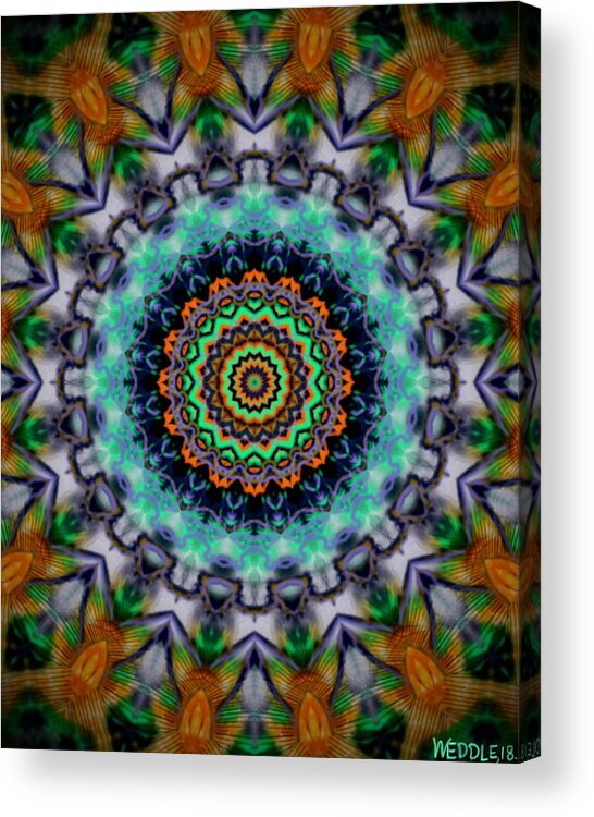 Mandala Acrylic Print featuring the digital art Electric Mandala by Angela Weddle