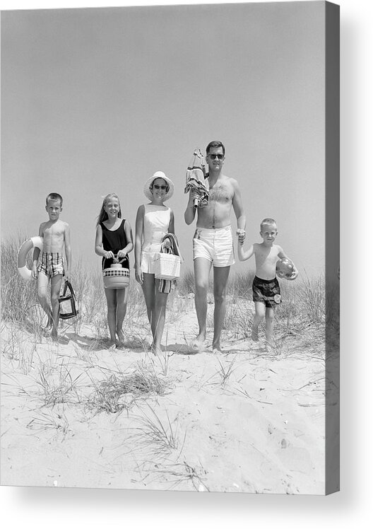 4-5 Years Acrylic Print featuring the photograph Family On Five, In Bathing Suits by H. Armstrong Roberts