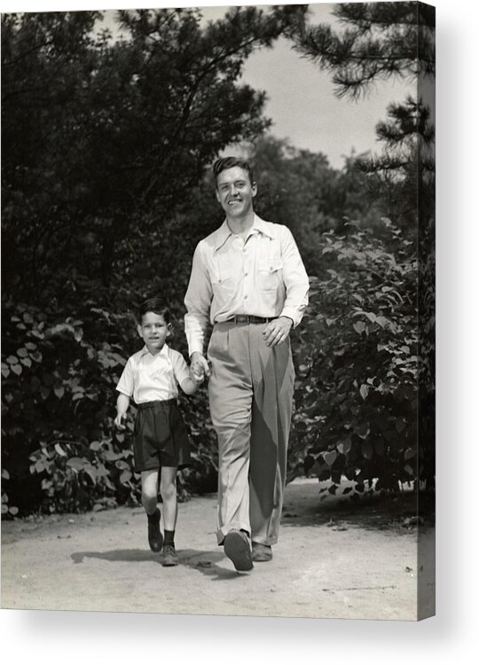 Child Acrylic Print featuring the photograph Father Walking With Son by George Marks