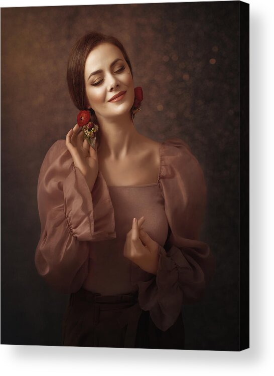 Portrait Acrylic Print featuring the photograph Feeling The Touch by Dan Colisnic