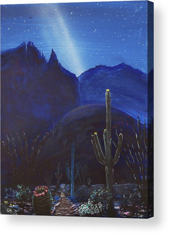 Tucson Acrylic Print featuring the painting Finger Rock Trail Night, Tucson, Arizona by Chance Kafka