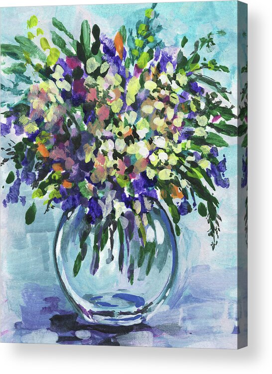 Cool Acrylic Print featuring the painting Flowers Bouquet Wildflowers Blast Floral Impressionism by Irina Sztukowski