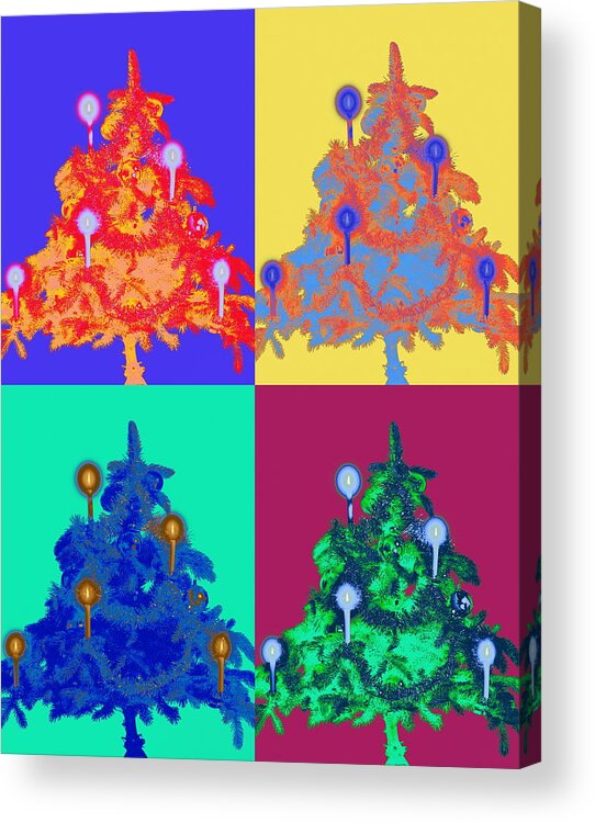 Celebration Acrylic Print featuring the photograph Four Christmas Trees Decorated With by Peter Weber