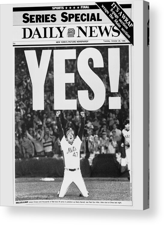 1980-1989 Acrylic Print featuring the photograph Friont Page, Jesse Orosco And Thousands by New York Daily News Archive