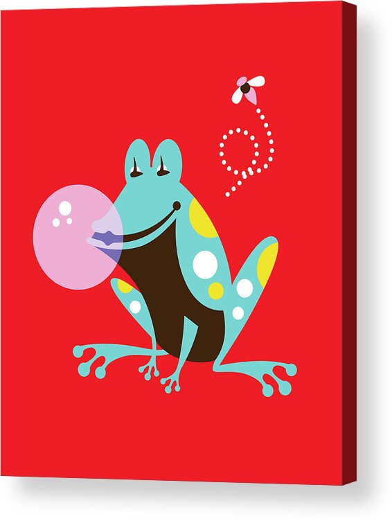 Amphibian Acrylic Print featuring the drawing Frog Blowing Bubble by CSA Images