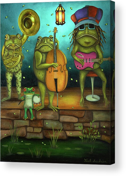 Frog Acrylic Print featuring the painting Frog Music by Leah Saulnier The Painting Maniac