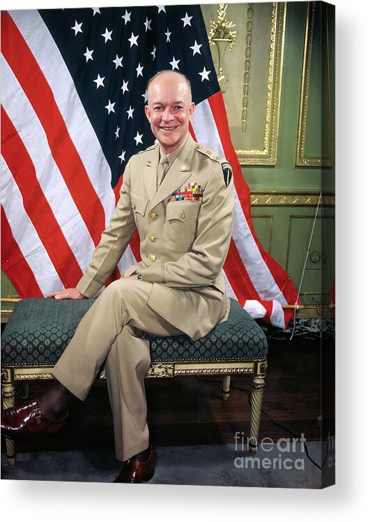 Mature Adult Acrylic Print featuring the photograph General Dwight D. Eisenhower Posing by Bettmann