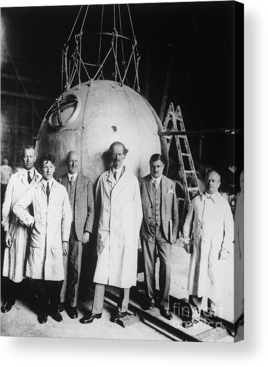 Physicist Acrylic Print featuring the photograph German Scientists In Front Of Balloon by Bettmann