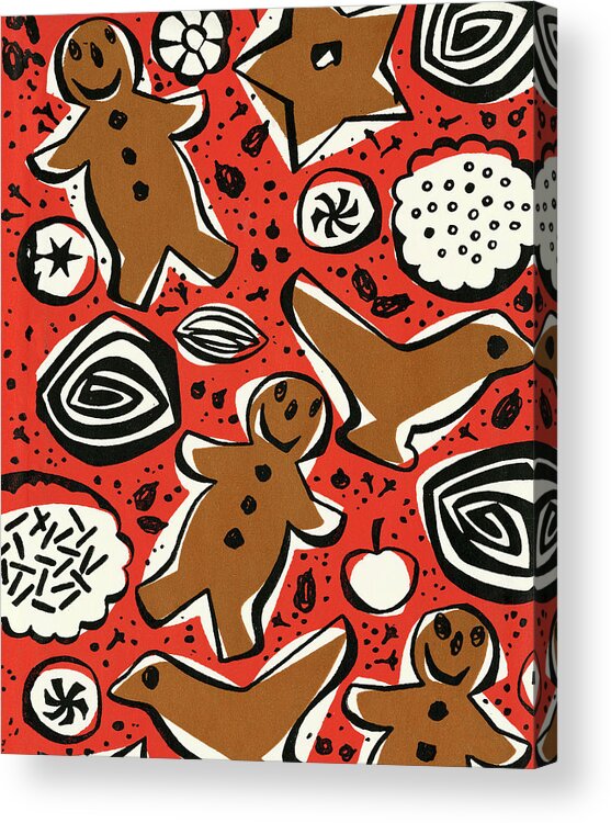 Background Acrylic Print featuring the drawing Gingerbread Man Pattern by CSA Images