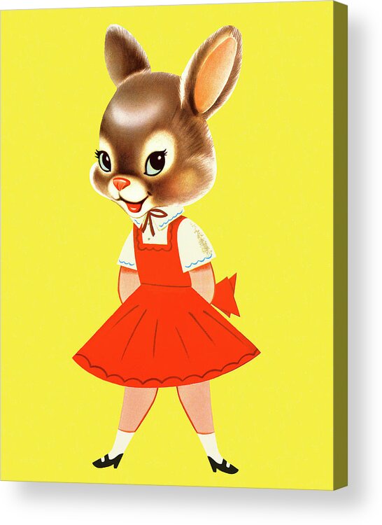 Animal Acrylic Print featuring the drawing Girl with Rabbit Head by CSA Images