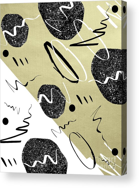 Graphic-design Acrylic Print featuring the digital art Gold Black White Abstract Glam #1 #trendy #decor #art by Anitas and Bellas Art