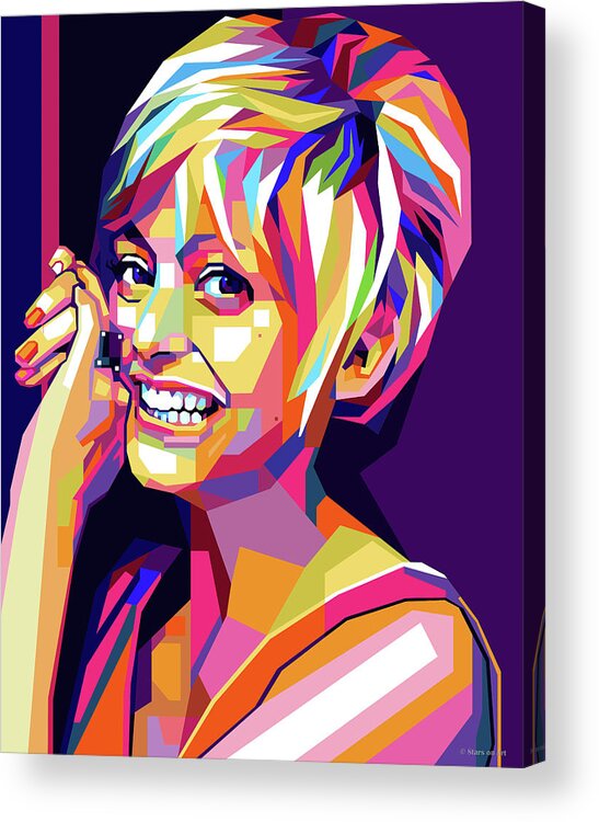 Goldie Hawn Acrylic Print featuring the digital art Goldie Hawn pop art by Movie World Posters