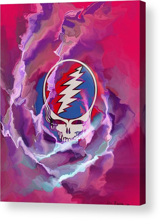 Grateful Dead Acrylic Print featuring the digital art Greatful Rose by David Lane