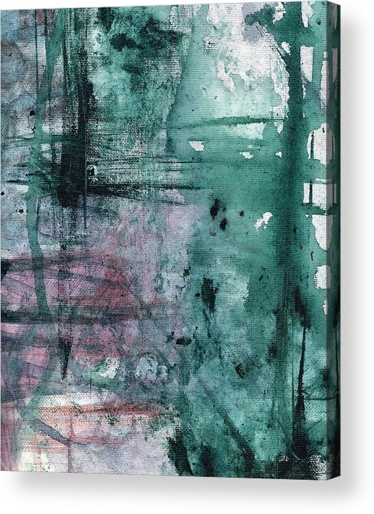 Green And Purple Abstract Painting 2 Acrylic Print featuring the painting Green and Purple Abstract Painting 2 by Itsonlythemoon