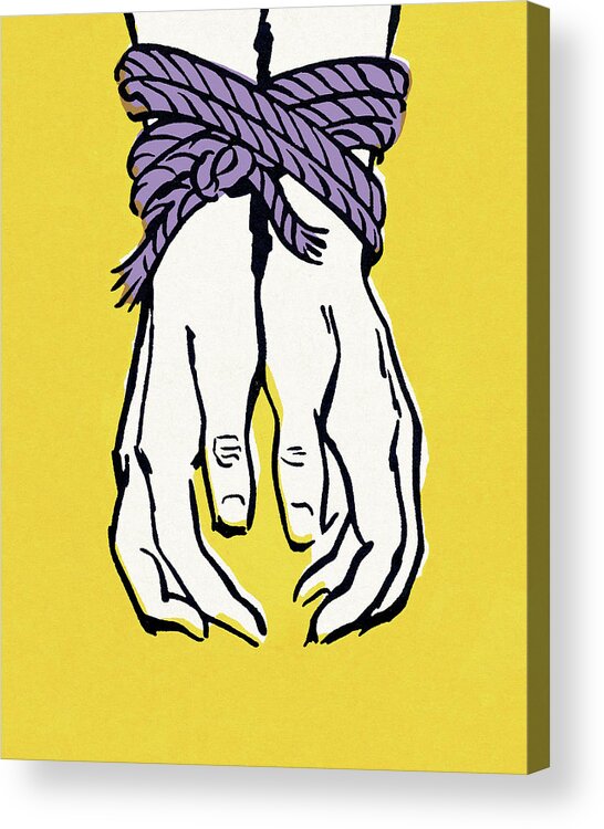 Abduction Acrylic Print featuring the drawing Hands Tied Together by CSA Images