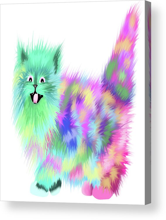 Happy Kitty Acrylic Print featuring the painting Happy Kitty by Stephanie Analah