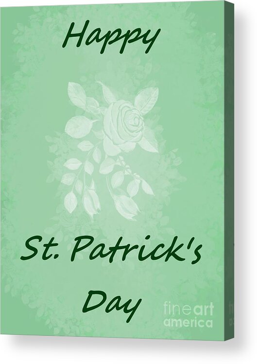 St. Patrick's Day Acrylic Print featuring the digital art Happy St. Patrick's Day Holiday Card by Delynn Addams