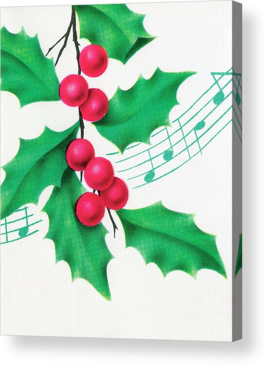 Berry Acrylic Print featuring the drawing Holly and Berries by CSA Images