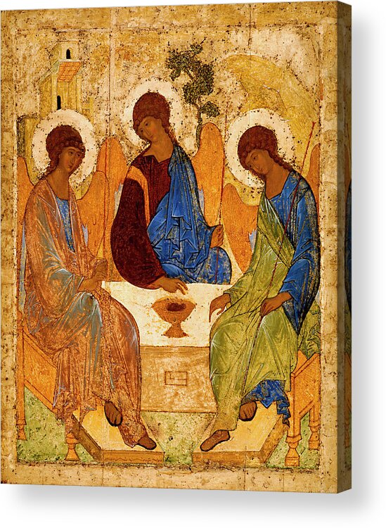 Holy Trinity Acrylic Print featuring the painting Holy Trinity by Andrei Rublev