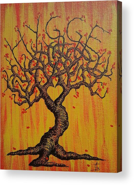 Hygge Acrylic Print featuring the drawing Hygge Love Tree by Aaron Bombalicki