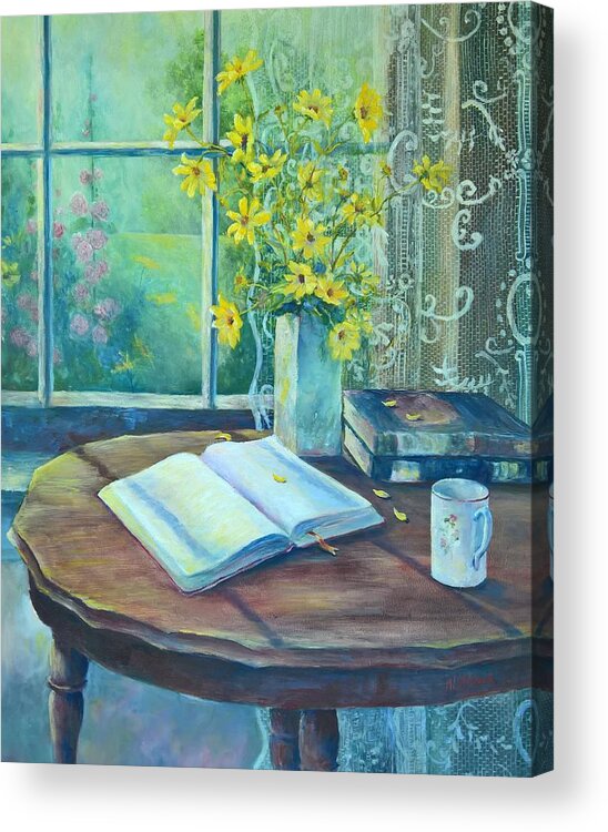 Bible Acrylic Print featuring the painting I Start My Day by ML McCormick