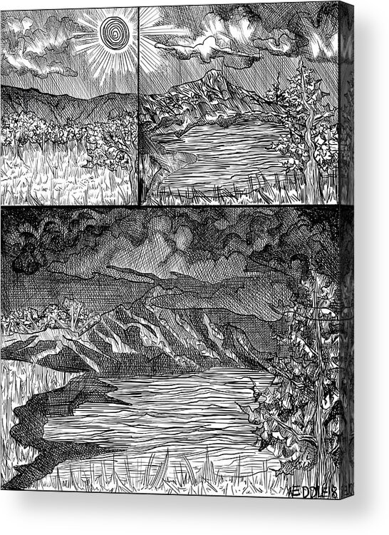 Digital Pen And Ink Acrylic Print featuring the digital art Incoming Storm by Angela Weddle