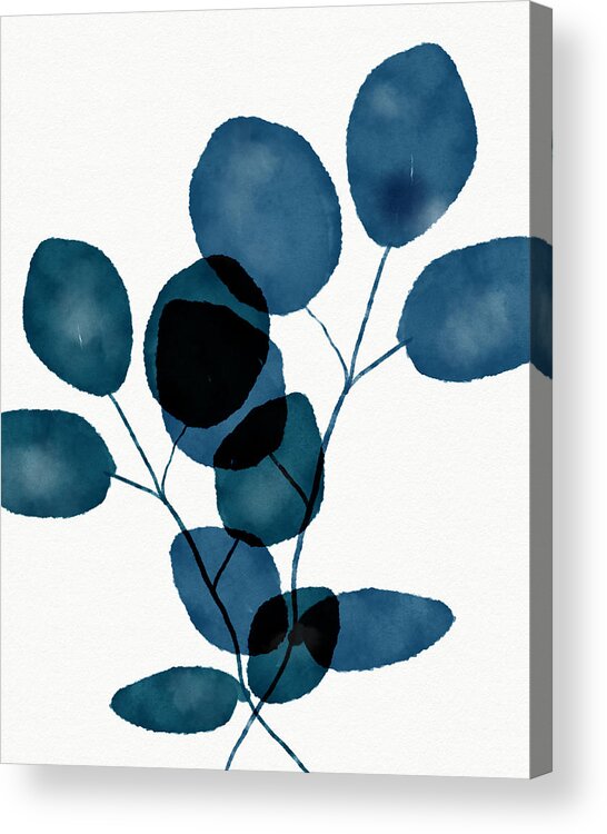 Botanical Acrylic Print featuring the mixed media Indigo Eucalyptus 3- Art by Linda Woods by Linda Woods