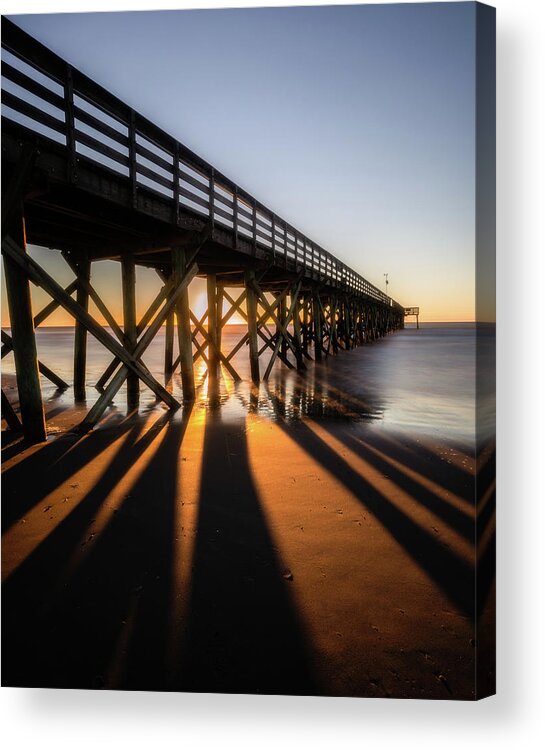 Isle Of Palms Acrylic Print featuring the photograph Isle of Palms Pier Light and Shadows by Donnie Whitaker