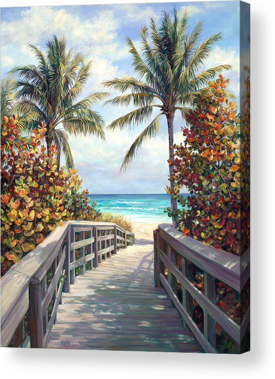 Beach Landscapes Acrylic Print featuring the painting Its a beach day by Laurie Snow Hein