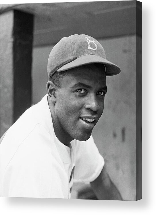 Baseball Cap Acrylic Print featuring the photograph Jackie Robinson Smiling by Bettmann