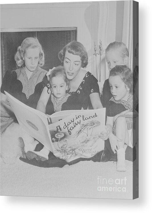 Child Acrylic Print featuring the photograph Joan Crawford Reading To Her Children by Bettmann