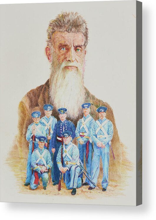 Abolitionists Acrylic Print featuring the drawing John Brown and Marines by Edward Pearce