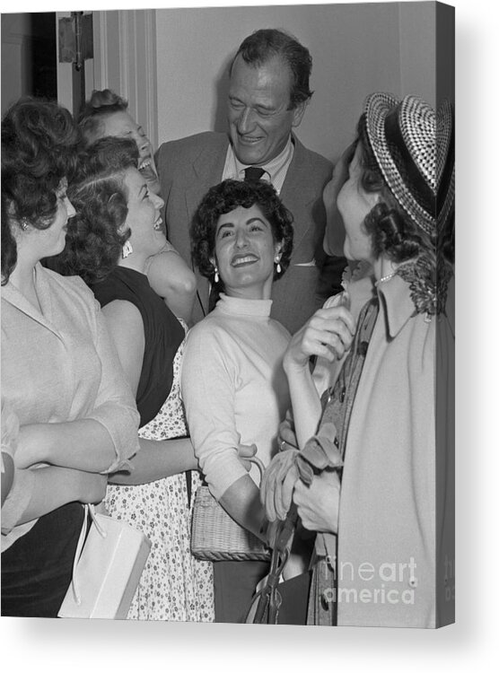 Crowd Of People Acrylic Print featuring the photograph John Wayne Is Fanning A Flame by Bettmann
