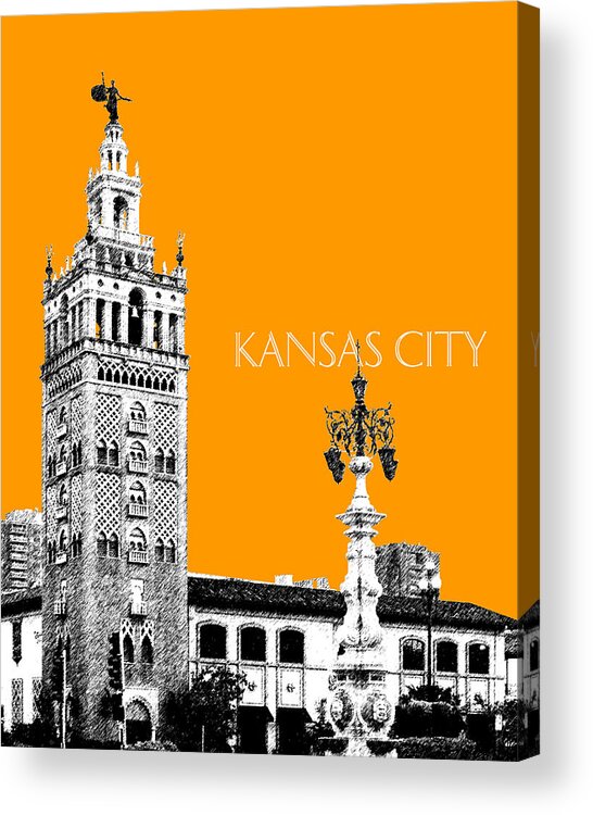 Architecture Acrylic Print featuring the digital art Kansas City Skyline 2 - Dark Orange by DB Artist