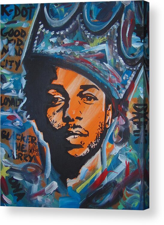 Kendrick Lamar Acrylic Print featuring the painting King Lamar by Antonio Moore