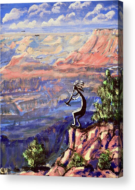 Grand Canyon Acrylic Print featuring the painting Kokopelli at the Grand Canyon by Chance Kafka